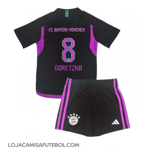 Camisa de Futebol Bayern Munich Leon Goretzka #8 Equipamento Secundário Infantil 2023-24 Manga Curta (+ Calças curtas)